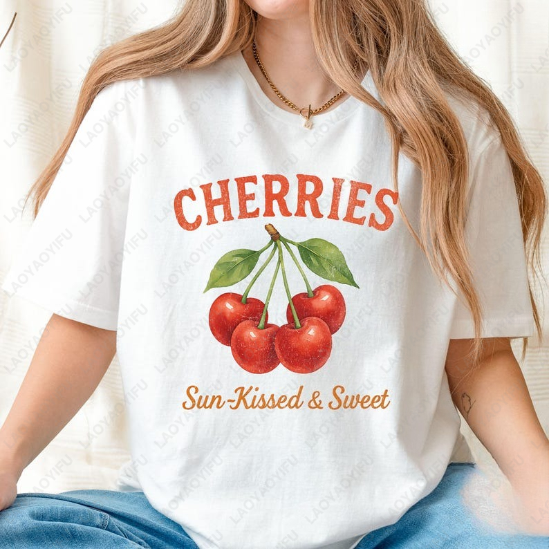 Women'S Fashion Market Size - Cherry Vintage Sun-Kissed Cherries Tee Retro