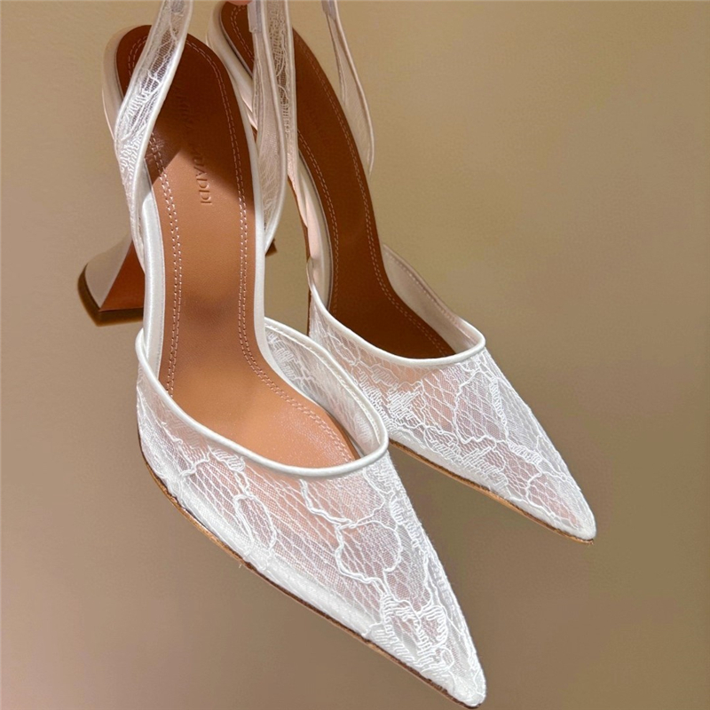 Women'S Fashion Q - High-heeled sandals summer new pointed lace