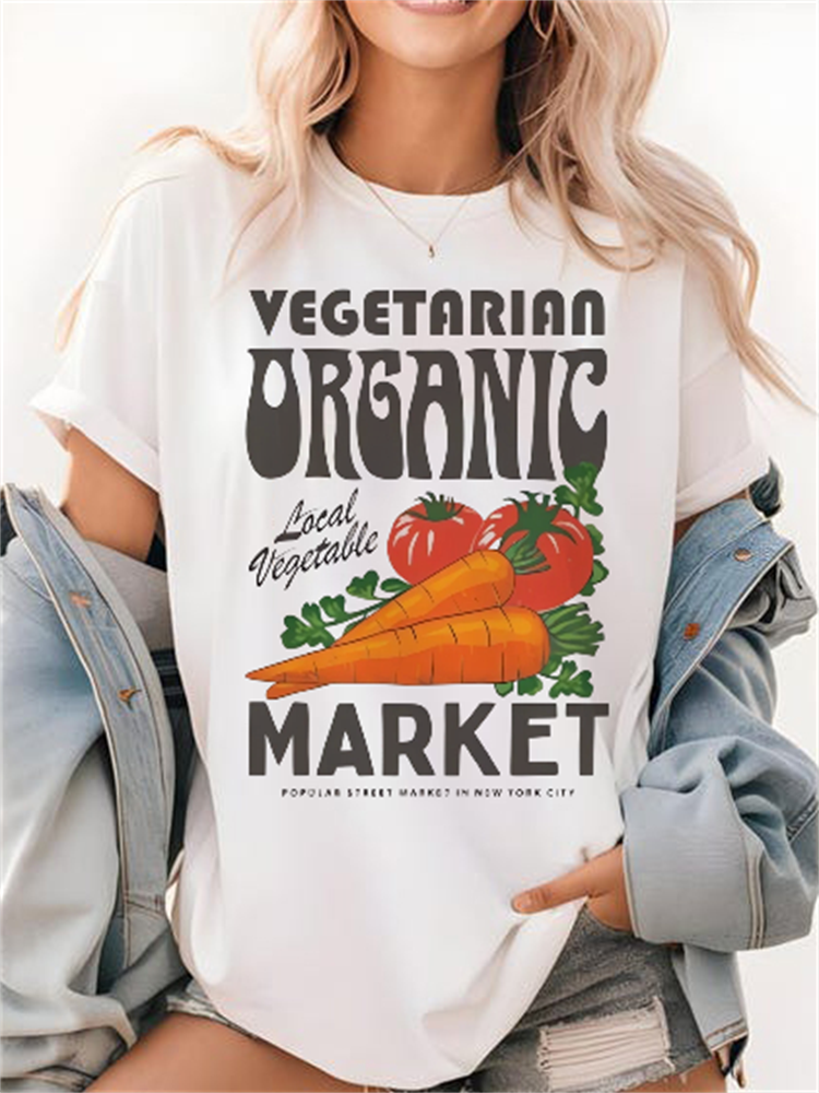 Women'S Fashion Market Size - Vegetarian Organic Market Pattern Printed Cartoon