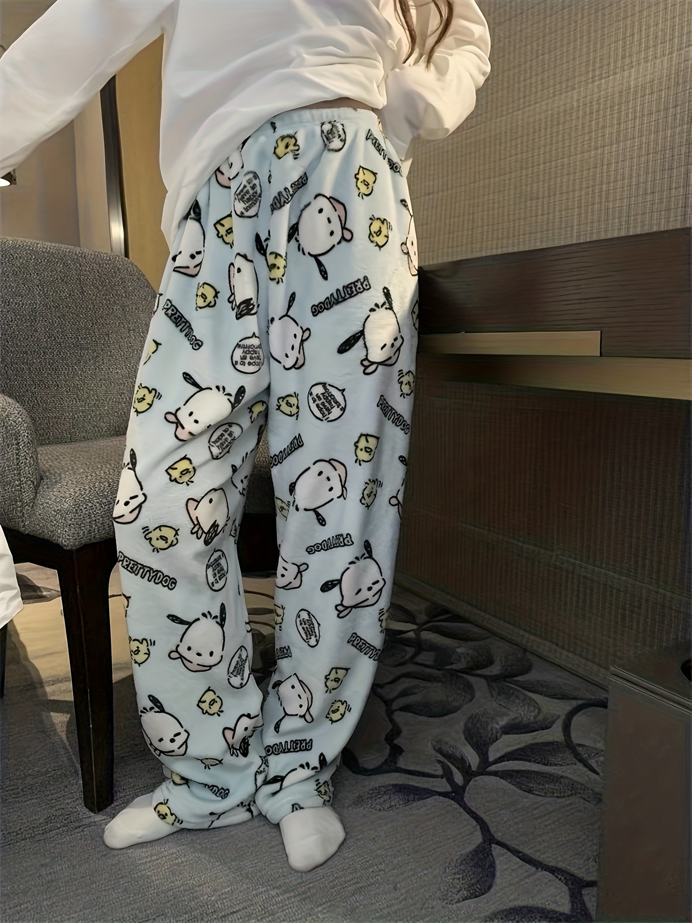 Women'S Fashion Pajamas - Sanrio Pochacco cartoon Pattern Flannel Pajama