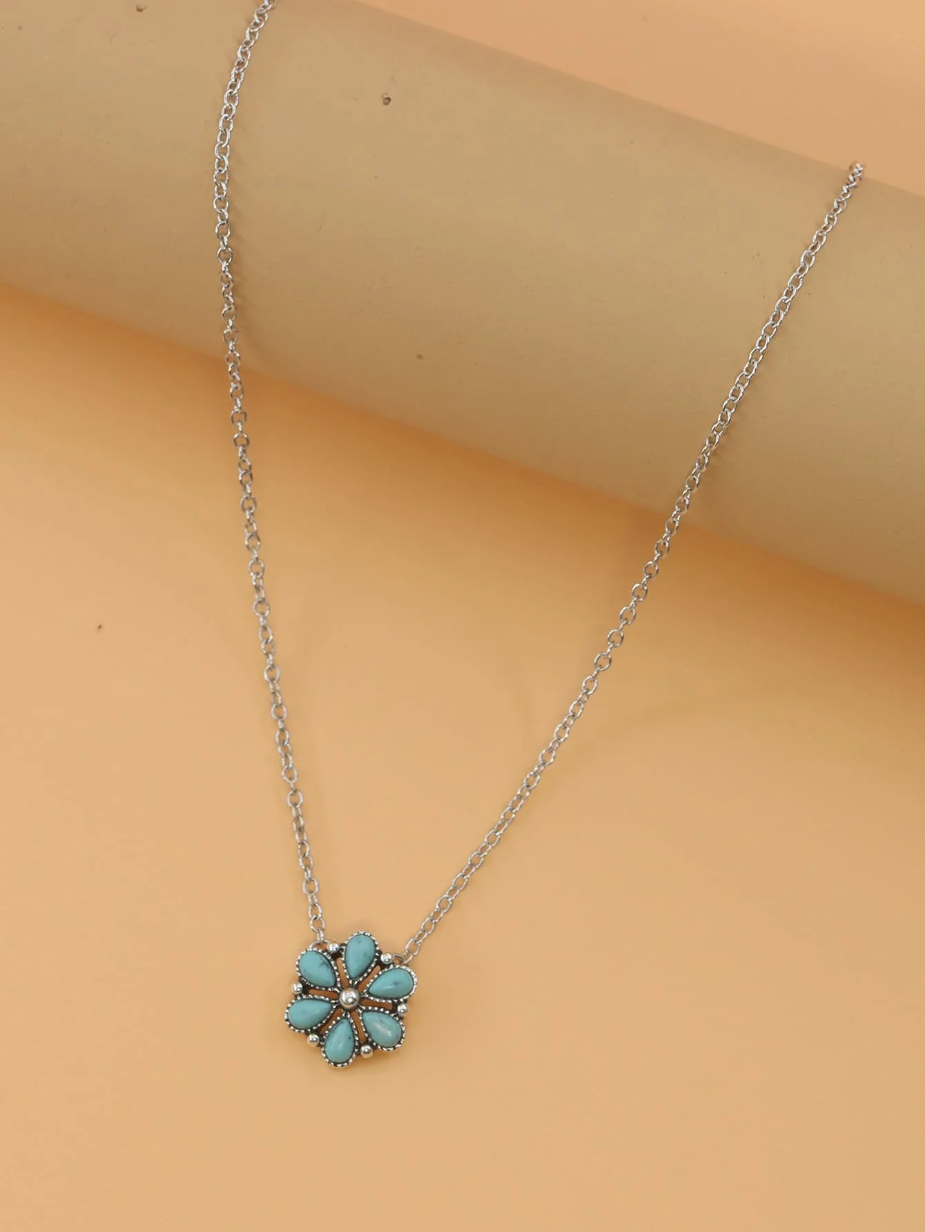 Turquoise Flower Pendant Neckl - Women Fashion Necklace reseña y precio
