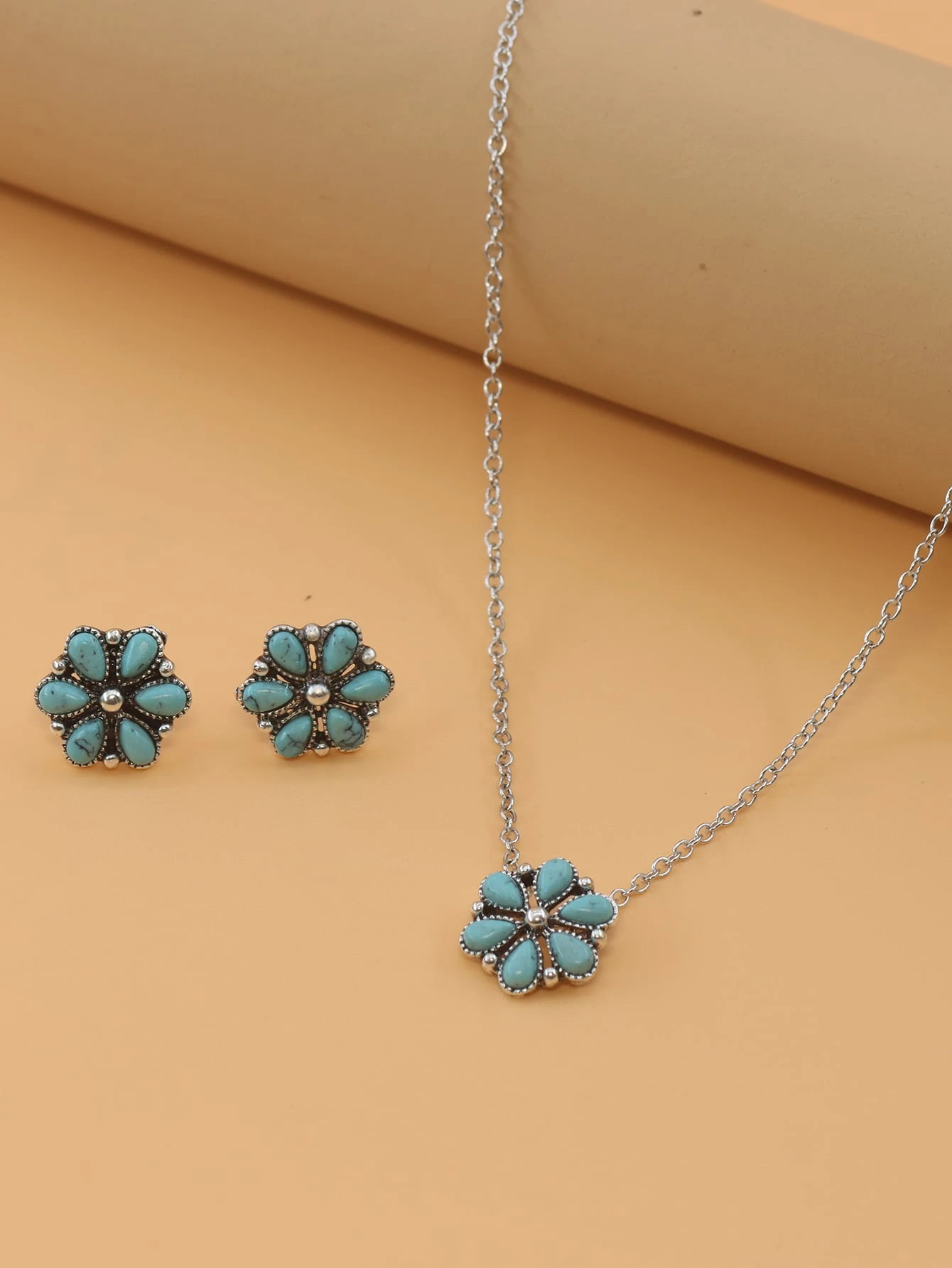 Turquoise Flower Pendant Neckl - Women Fashion Necklace reseña y precio