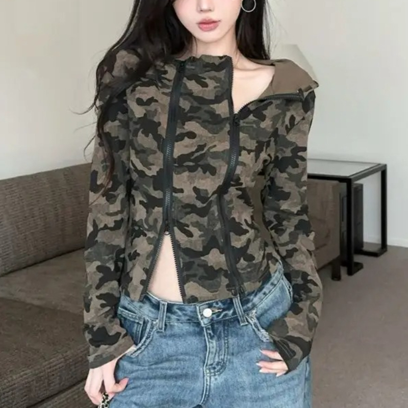 Women Camo Zip-up Hoodie Cropp - Women'S Fashion Zip Hoodie reseña y precio