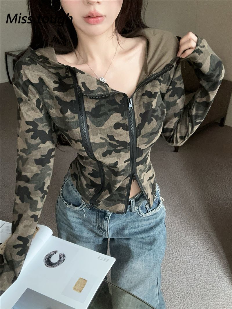 Women Camo Zip-up Hoodie Cropp - Women'S Fashion Zip Hoodie reseña y precio