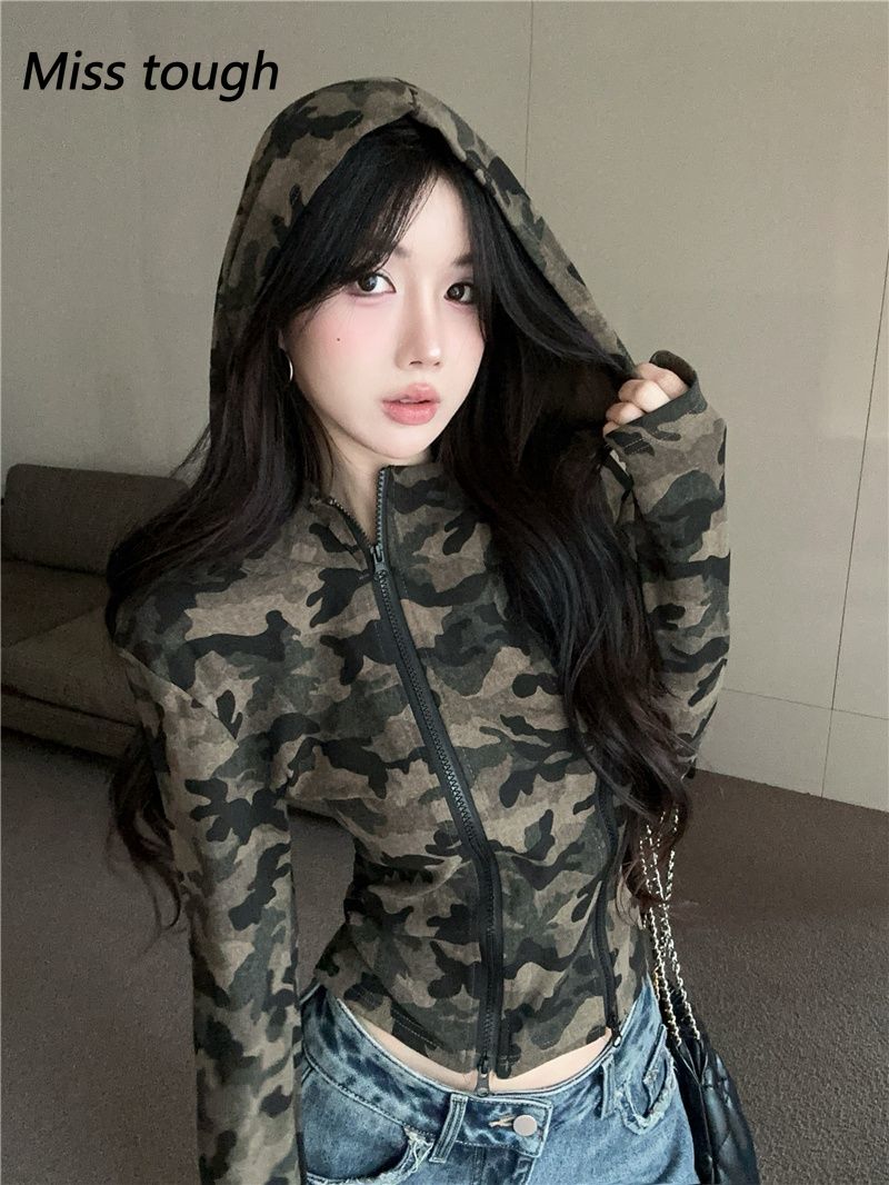 Women Camo Zip-up Hoodie Cropp - Women'S Fashion Zip Hoodie reseña y precio