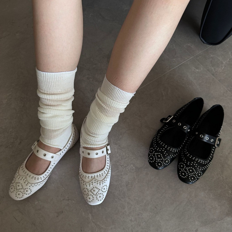 Retro Rivet Buckle Design Flat - Women Fashion Designer reseña y precio