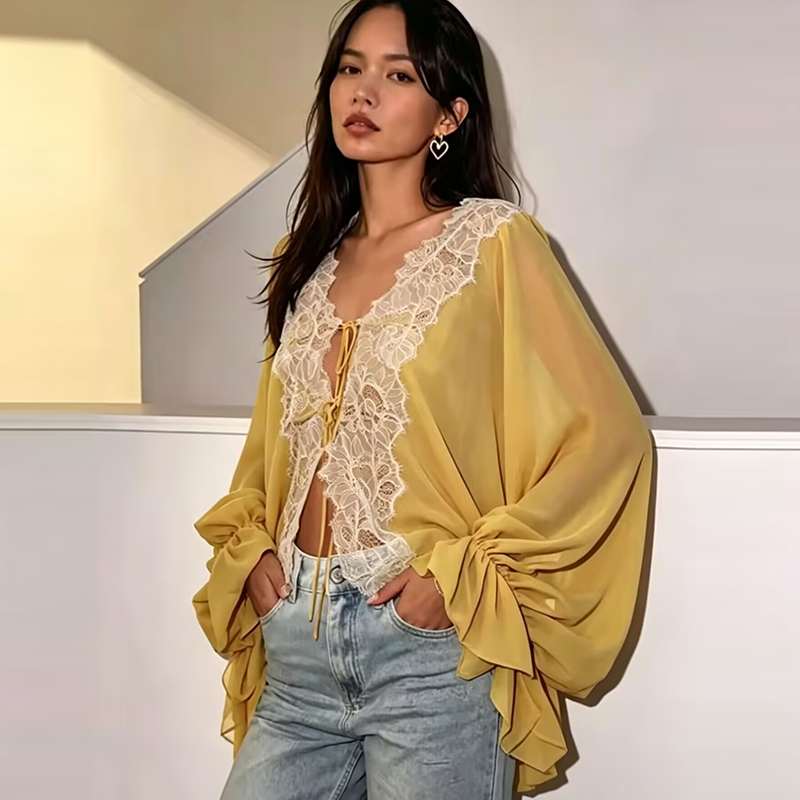Lace Women's Shirts Blouse Sum - Women'S Young Fashion reseña y precio