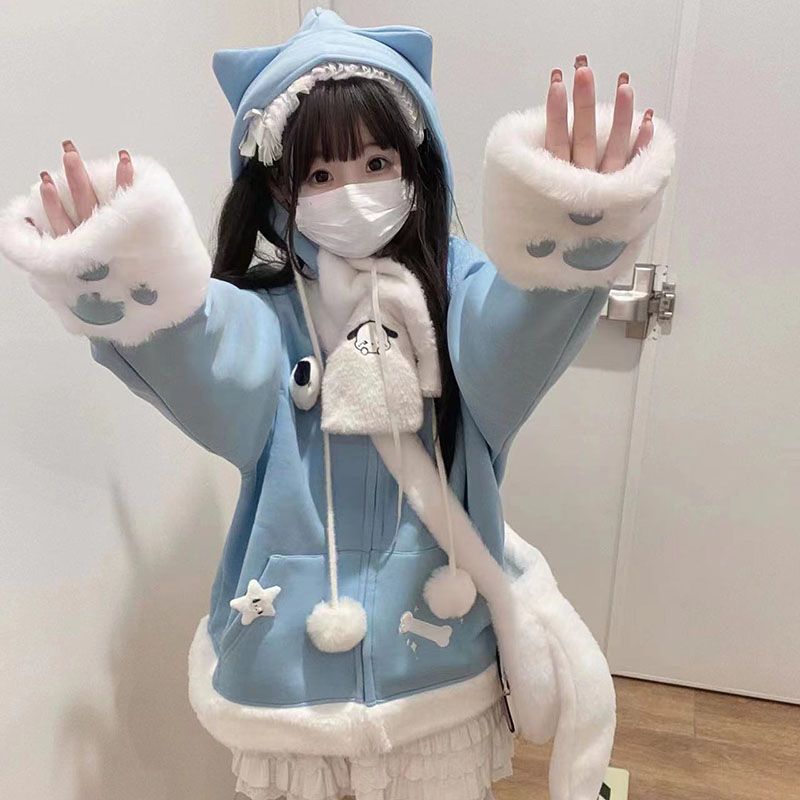 Japanese Cute Anime Embroidery - Women'S Fashion Zip Hoodie reseña y precio