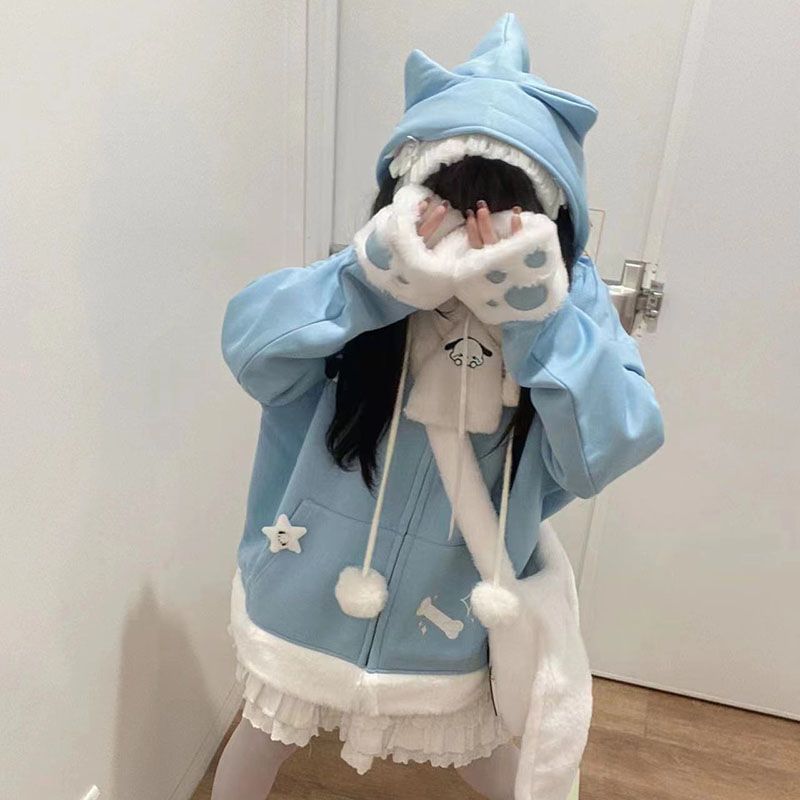 Japanese Cute Anime Embroidery - Women'S Fashion Zip Hoodie reseña y precio