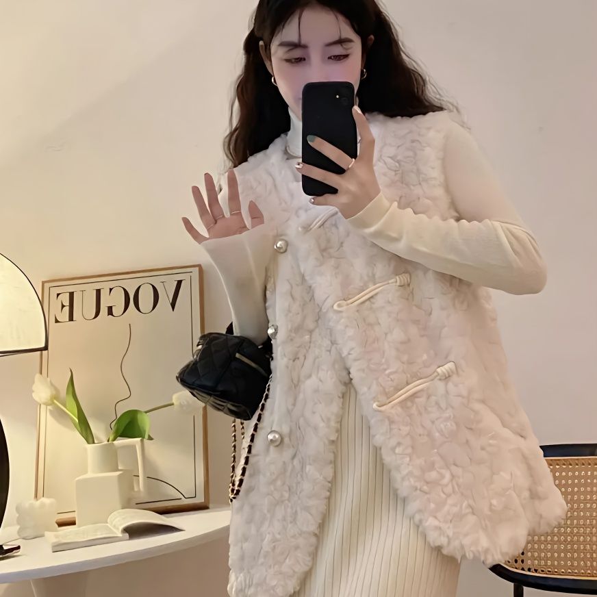 Women's Vests Lamb Plush White - Women'S Fashion Gilet reseña y precio