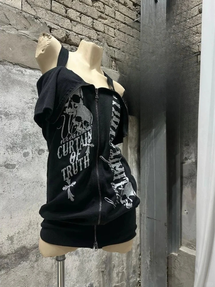 Gothic Black Y2K Subculture Sk - Women'S Fashion Zip Hoodie reseña y precio