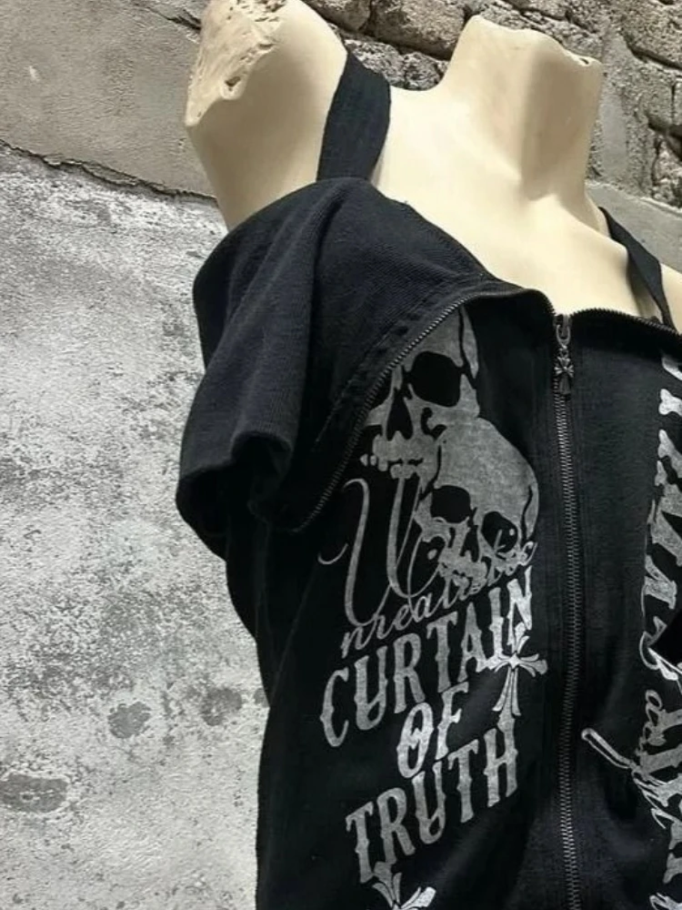 Gothic Black Y2K Subculture Sk - Women'S Fashion Zip Hoodie reseña y precio