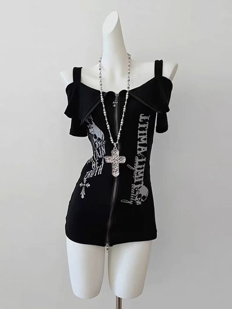 Gothic Black Y2K Subculture Sk - Women'S Fashion Zip Hoodie reseña y precio