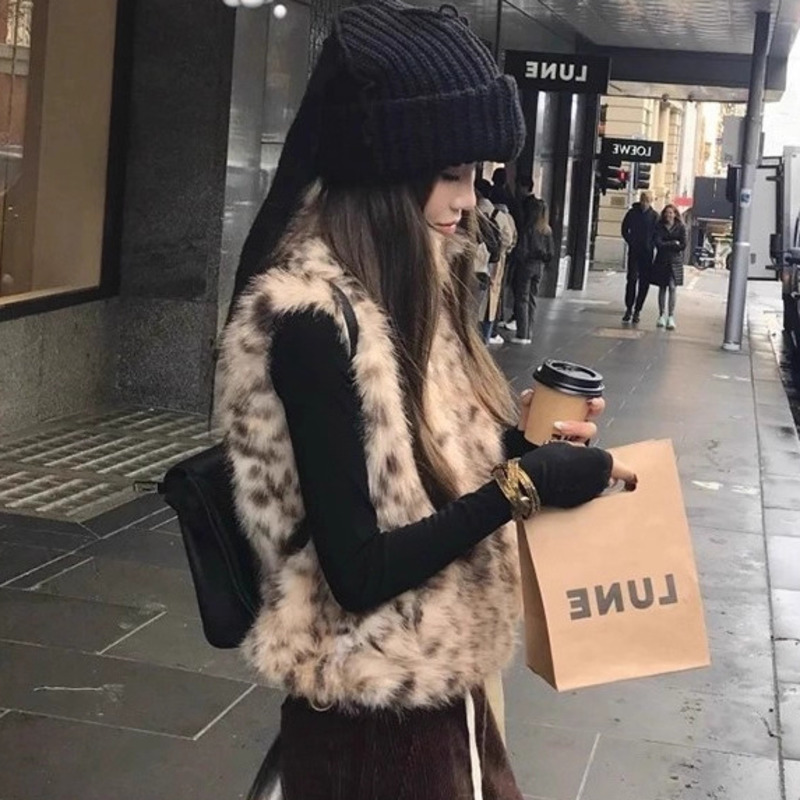 Women's Leopard Print Faux Fur - Women'S Fashion Gilet reseña y precio