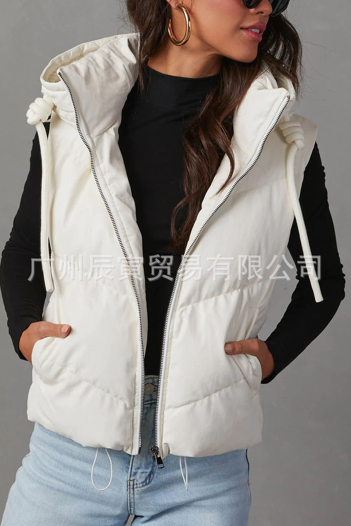 Women's Solid Color Hooded Pad - Women'S Fashion Gilet reseña y precio