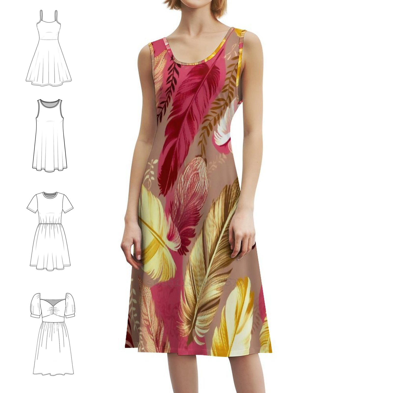 Feathers-Fuchsia Olive Green B - Women Fashion Gown reseña y precio