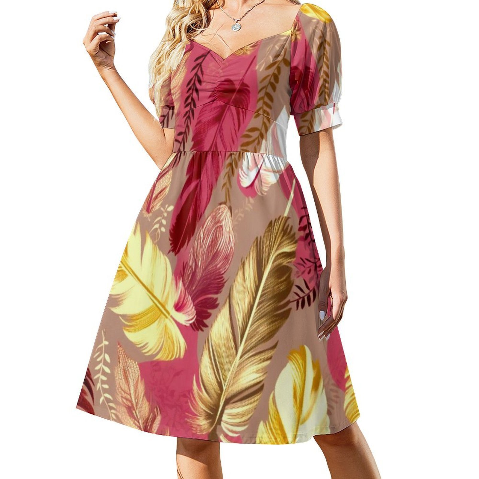 Feathers-Fuchsia Olive Green B - Women Fashion Gown reseña y precio