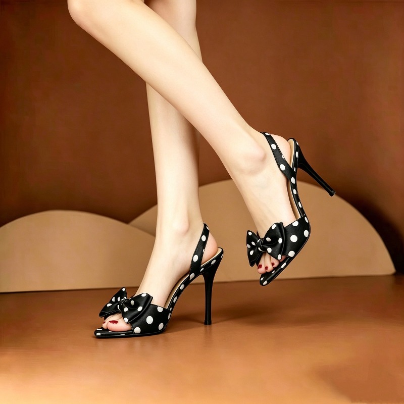 French Polka Dot Bow Pointed T - Women'S Fashion Q reseña y precio