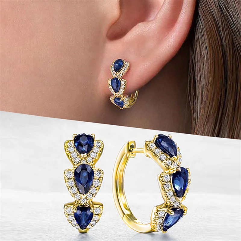 New Klein Blue Zircon Hoop Ear - Women'S Fashion Magazines reseña y precio
