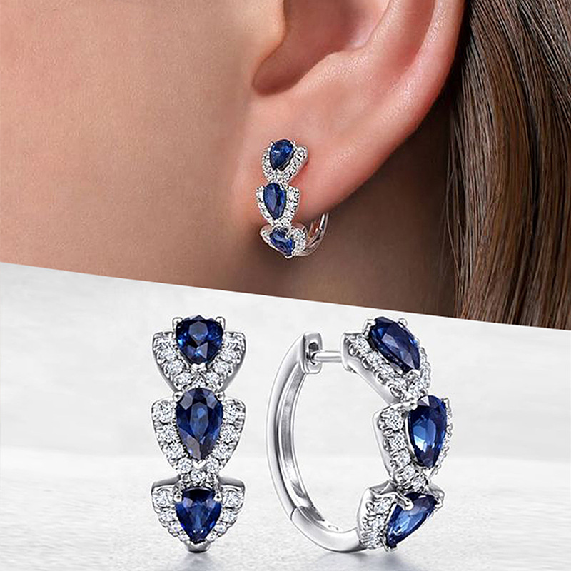 New Klein Blue Zircon Hoop Ear - Women'S Fashion Magazines reseña y precio