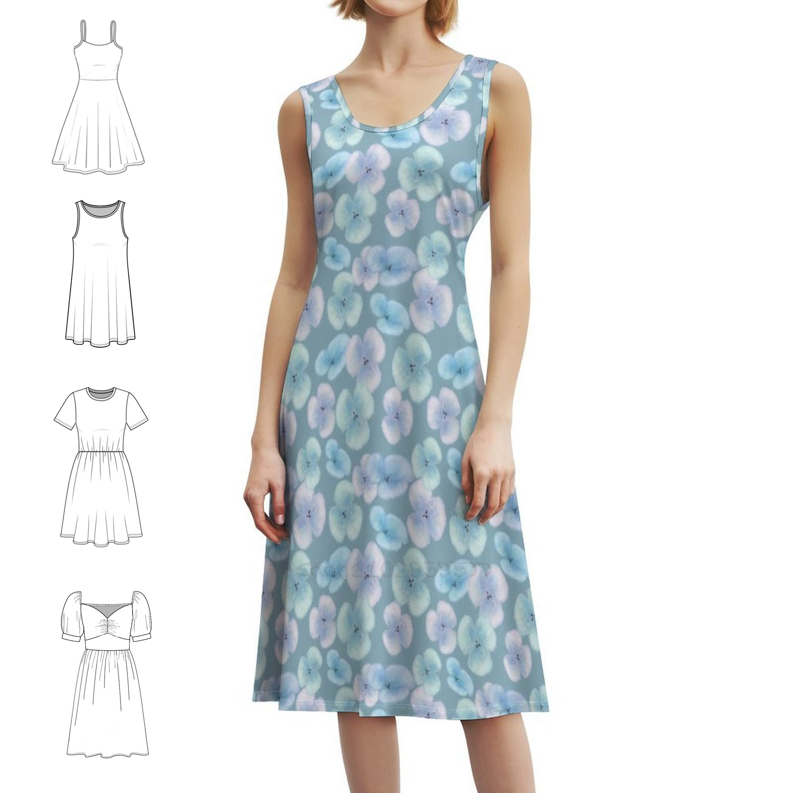 Light Blue Flowers Light Boho  - Women Fashion Gown reseña y precio