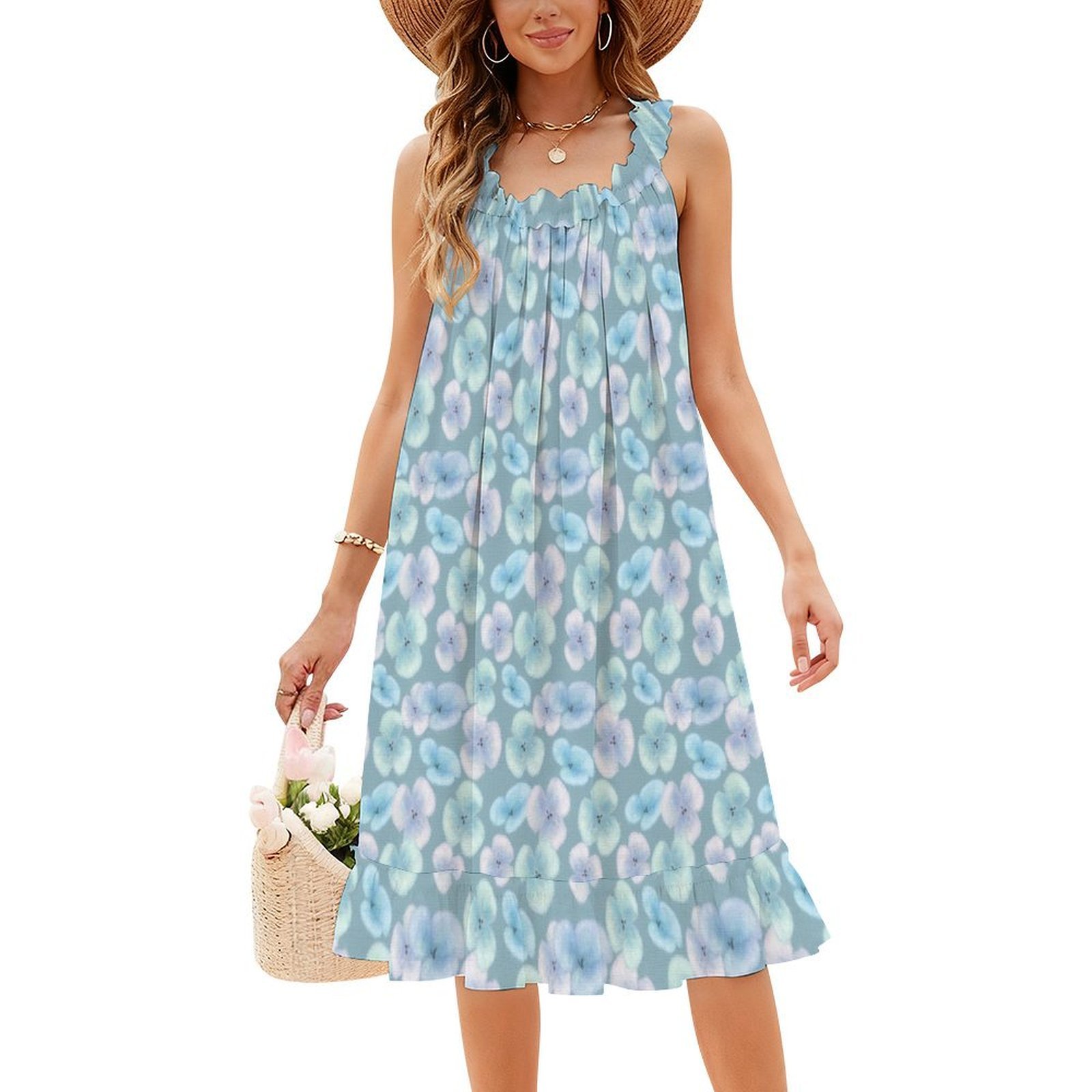 Light Blue Flowers Light Boho  - Women Fashion Gown reseña y precio