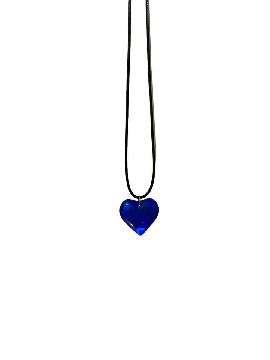 Red Semi-Transparent Glass Hea - Women Fashion Necklace reseña y precio
