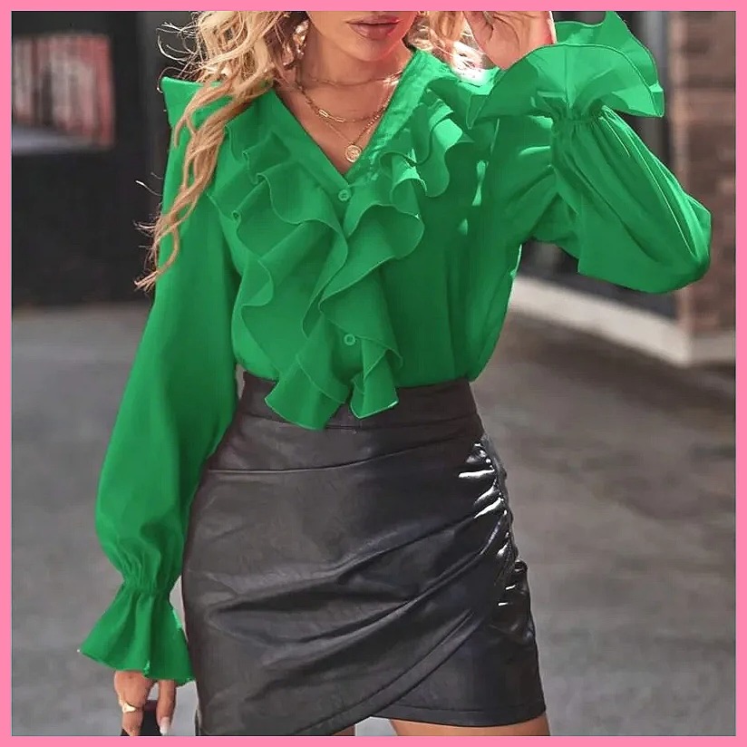 2025 Fashion V-Neck Ruffle Fla - Women'S Fashion For 2025 reseña y precio