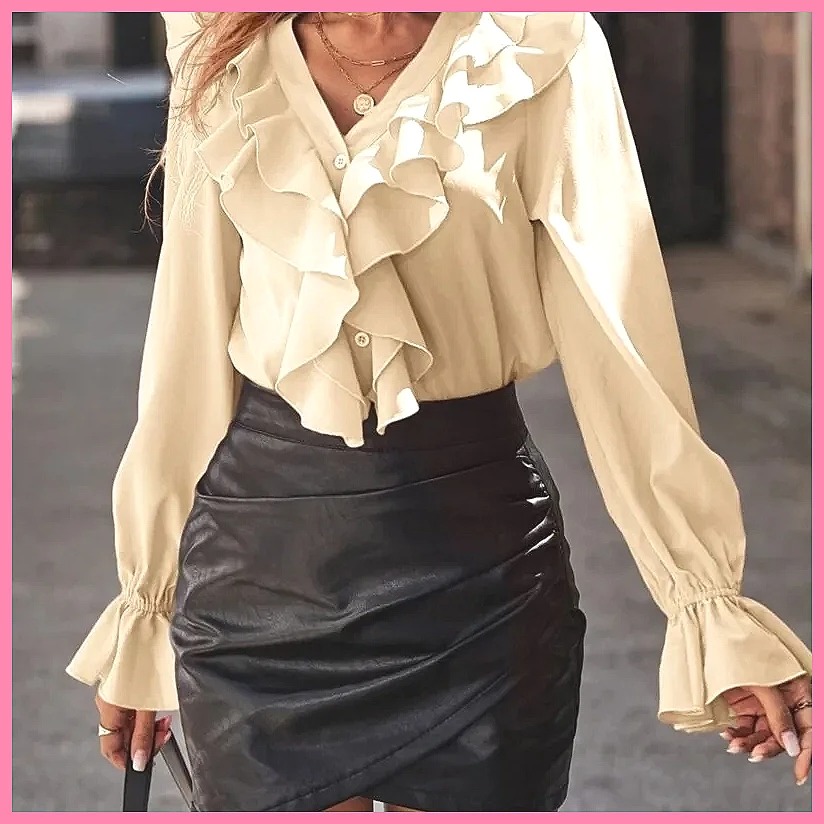 2025 Fashion V-Neck Ruffle Fla - Women'S Fashion For 2025 reseña y precio