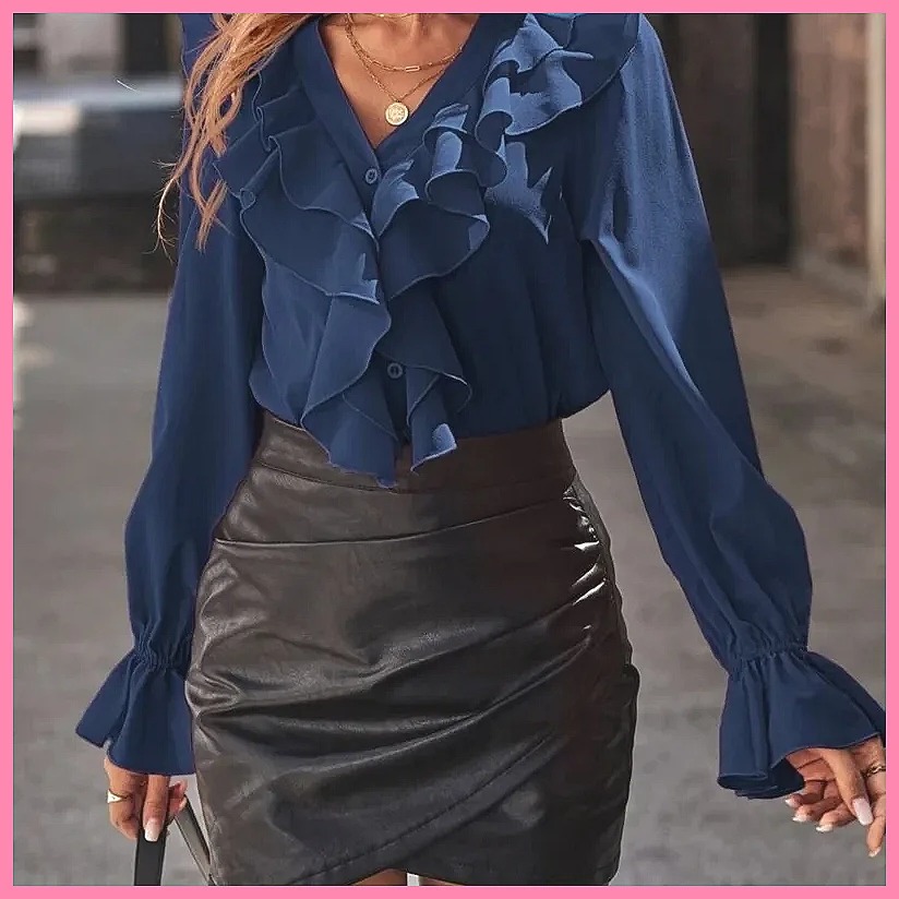 2025 Fashion V-Neck Ruffle Fla - Women'S Fashion For 2025 reseña y precio
