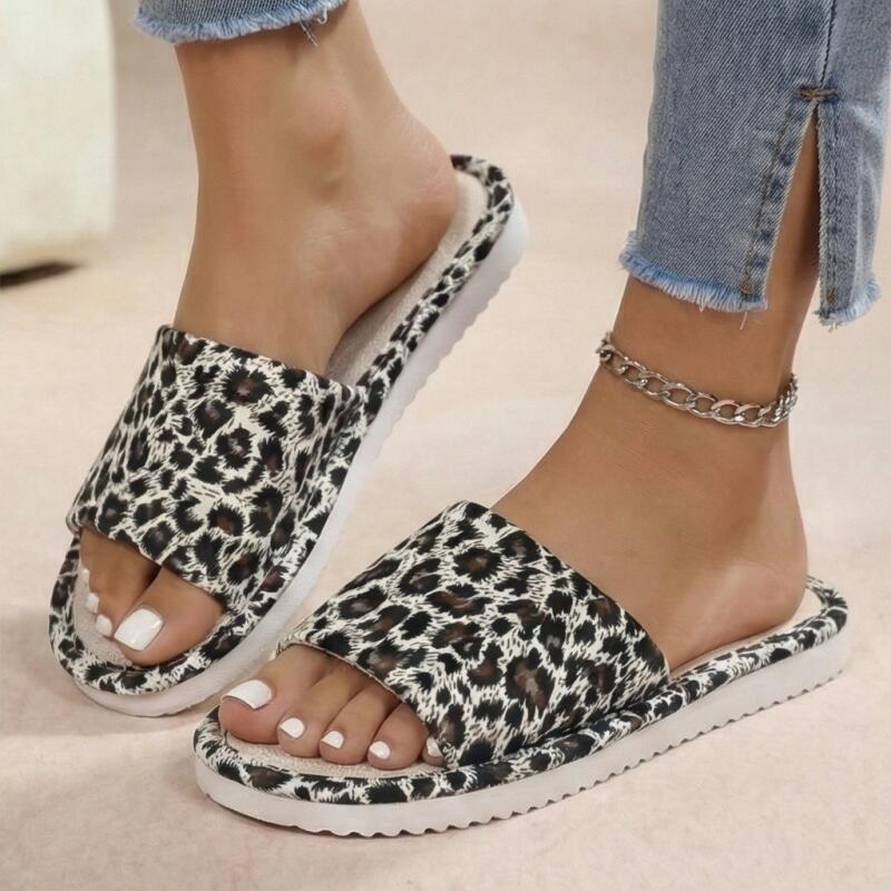 Linen Leopard Women's Slippers - Women Fashion Designer reseña y precio