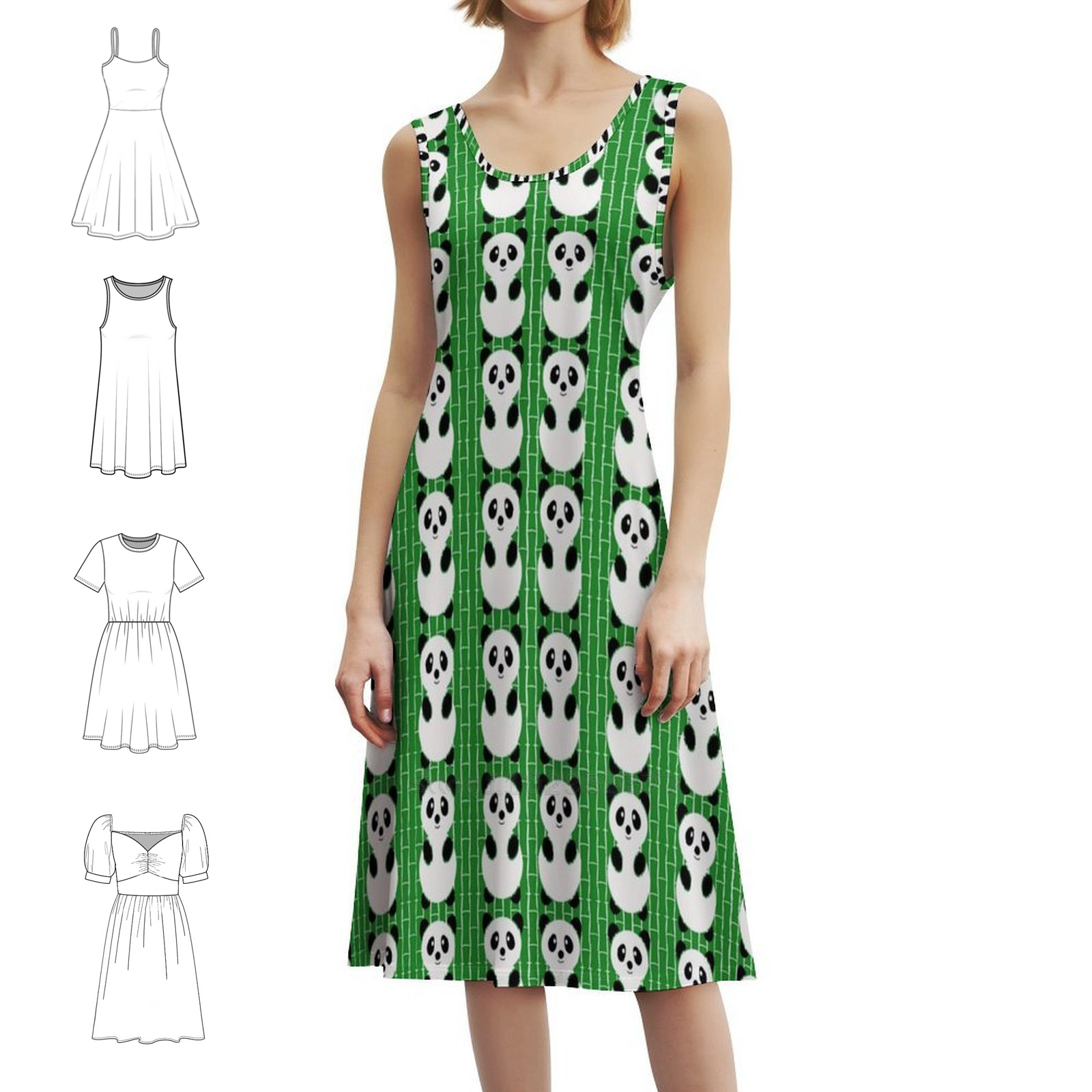 Panda Pattern Boho Chic Dress  - Women Fashion Gown reseña y precio