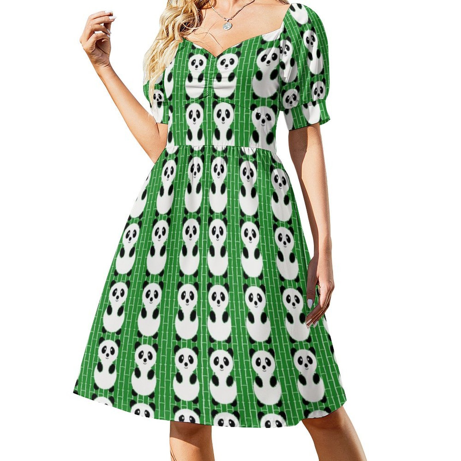 Panda Pattern Boho Chic Dress  - Women Fashion Gown reseña y precio