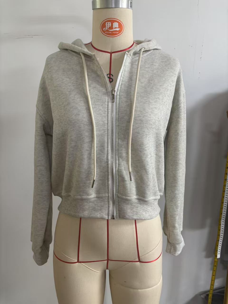 Women's Gray Cropped Zip Up Ho - Women'S Fashion Zip Hoodie reseña y precio