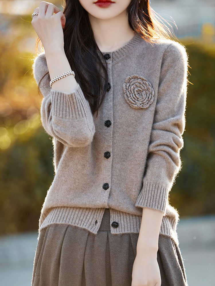 Flower Knitted Cardigan Long S - Women'S Fashion Gilet reseña y precio