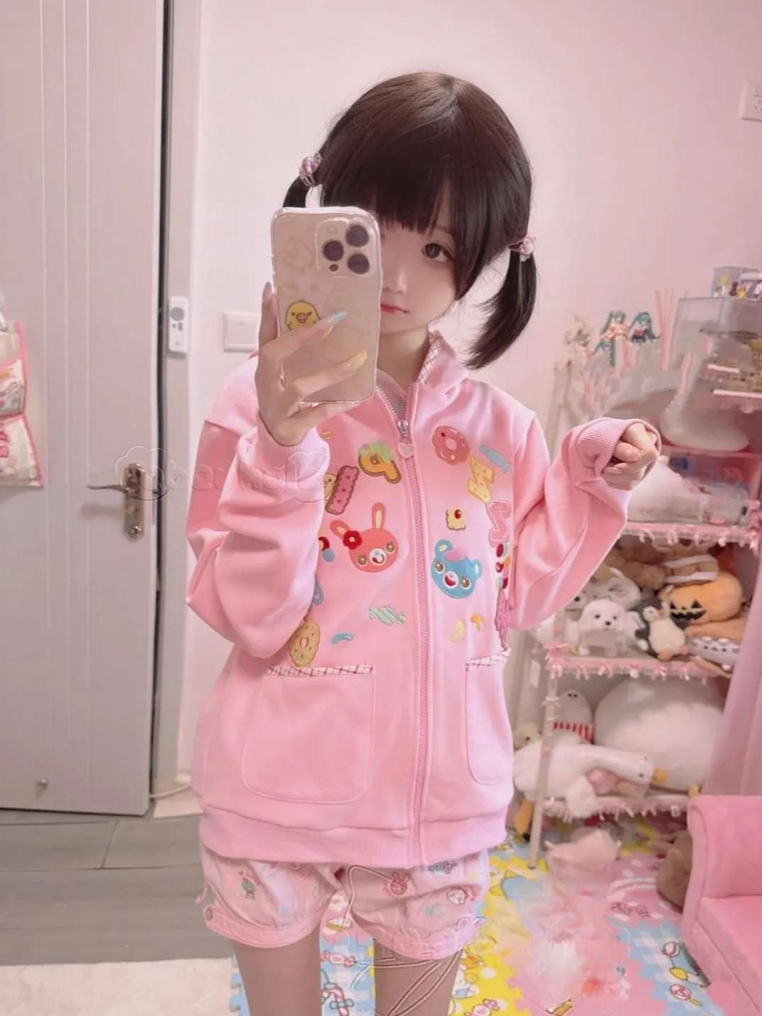 Kawaii Hoodie Cartoon Patch Po - Women'S Fashion Zip Hoodie reseña y precio