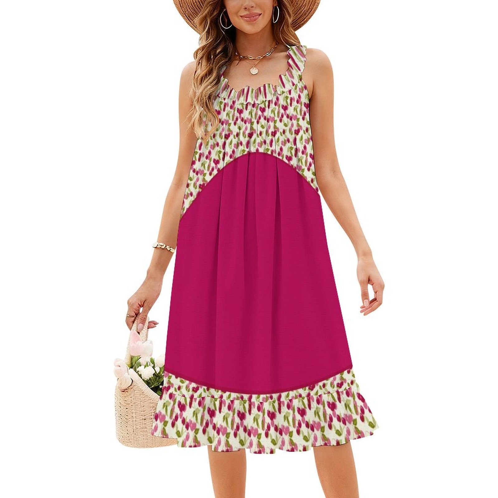 Combined Pattern Of Red And Mu - Women Fashion Gown reseña y precio