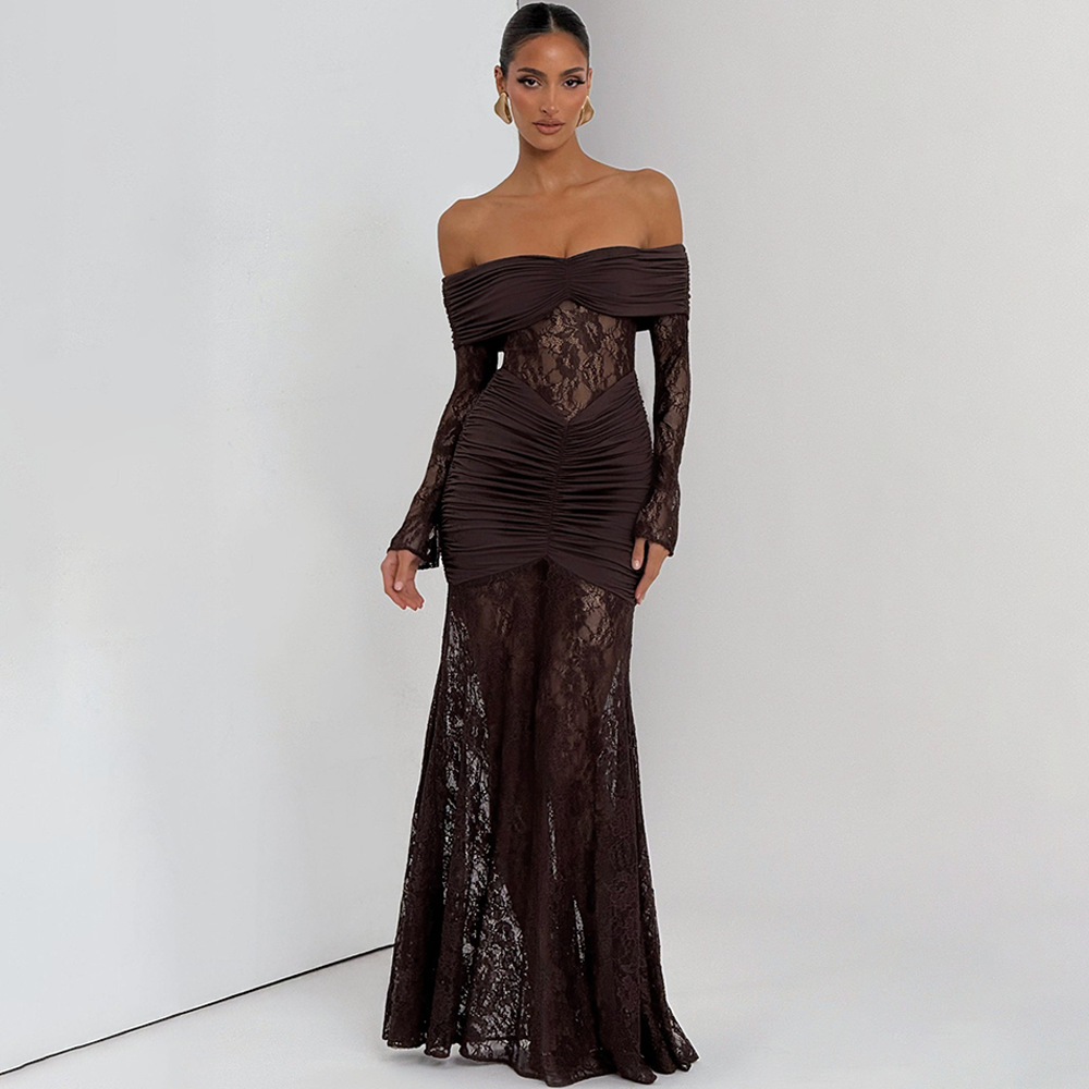 Dresses Off-shoulder Long Slee - Women Fashion Necklace reseña y precio