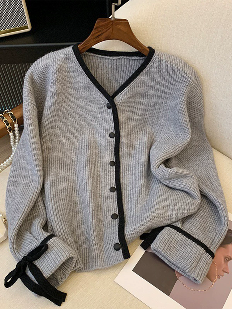 Baggy Striped V-Neck Knitted C - Women'S Fashion Gilet reseña y precio