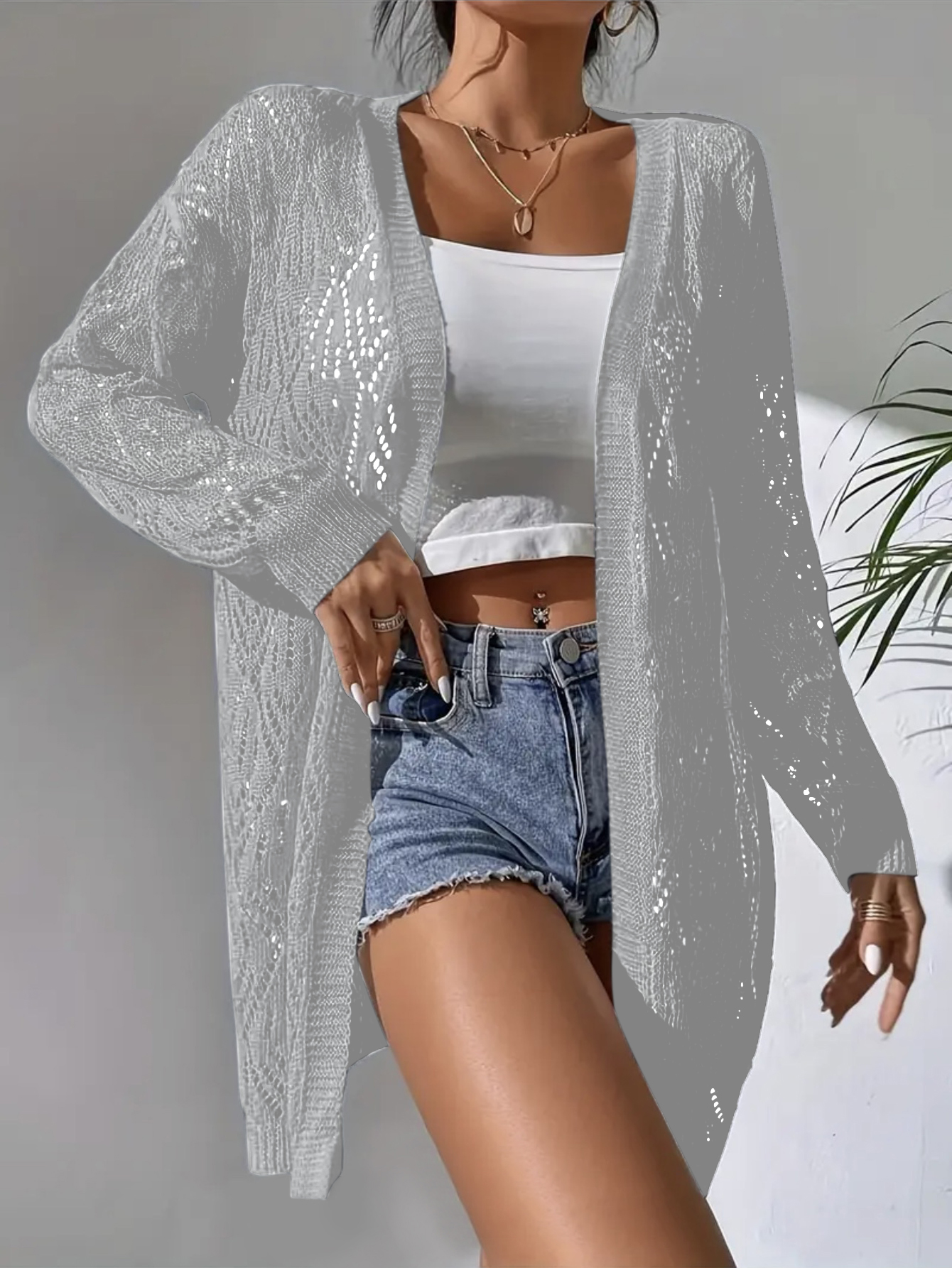 plus Size Open Cardigan Loose  - Women'S Fashion Knitwear reseña y precio