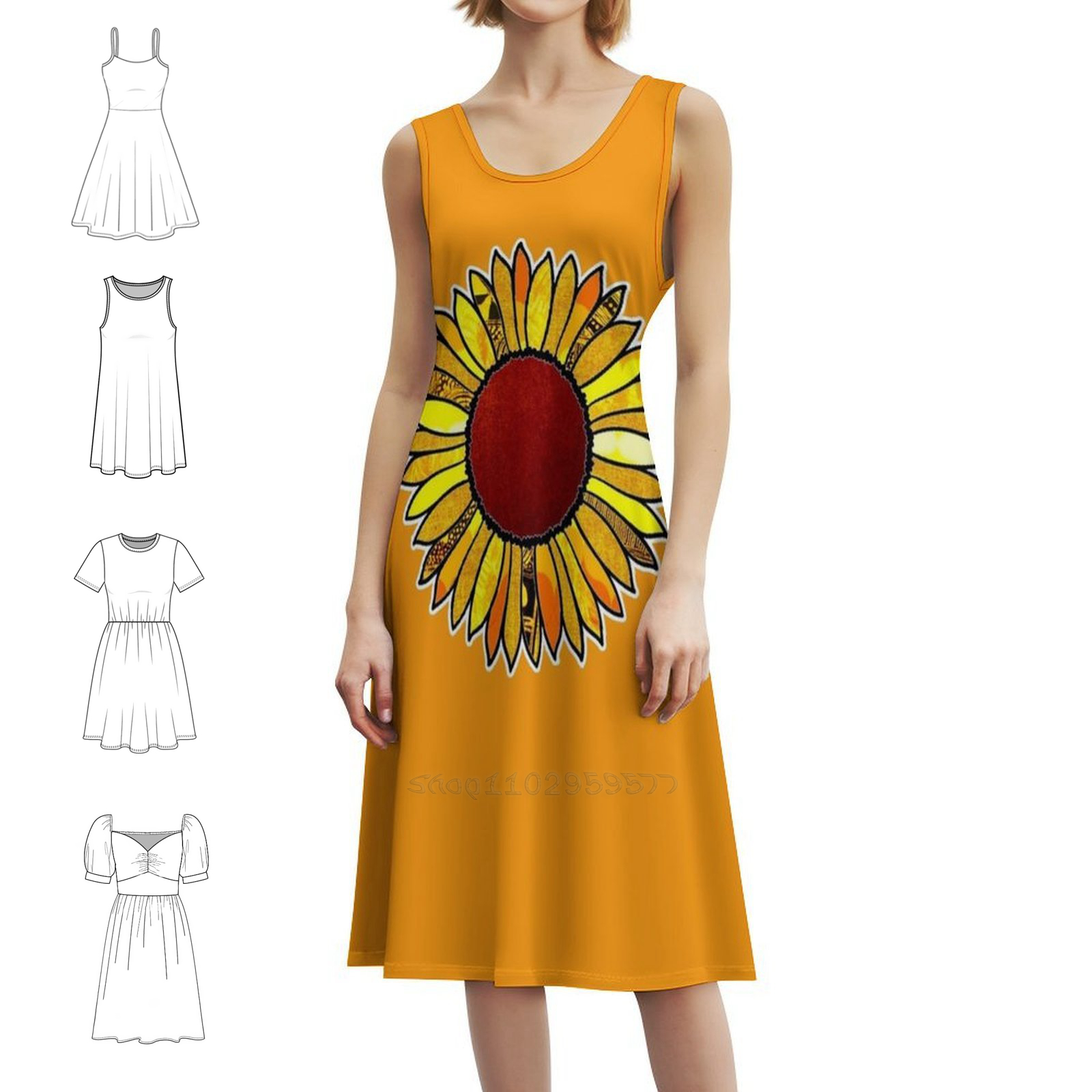 Retro Sunflower Boho Chic Dres - Women Fashion Gown reseña y precio