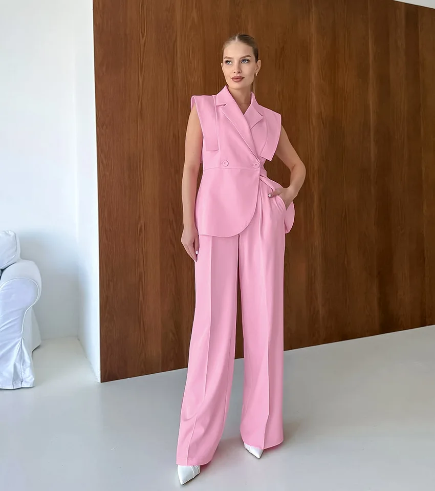 Pink Waistcoat Pants Suit Wome - Women'S Fashion For 2025 reseña y precio