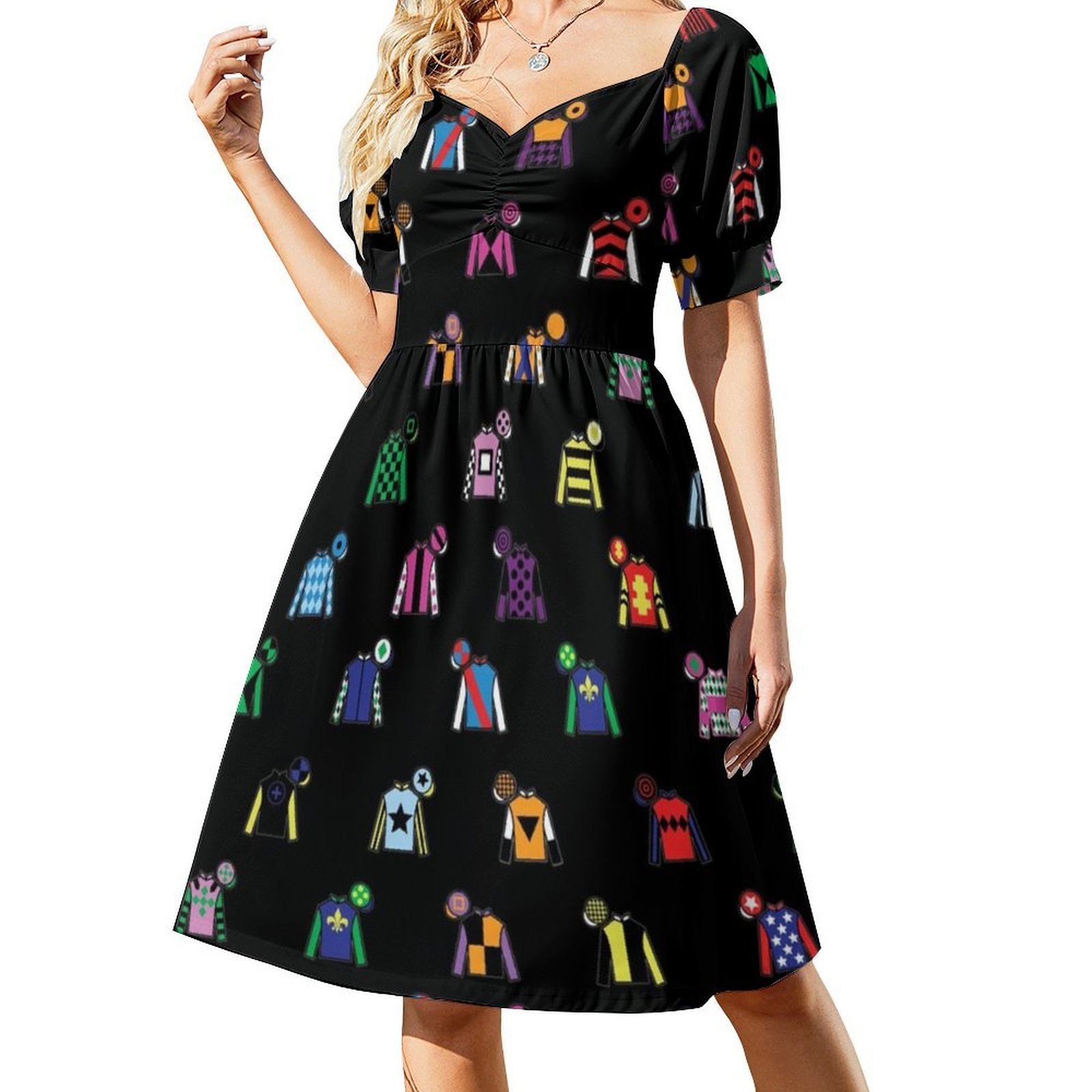 Horse Racing Jockey Silk Print - Women Fashion Gown reseña y precio
