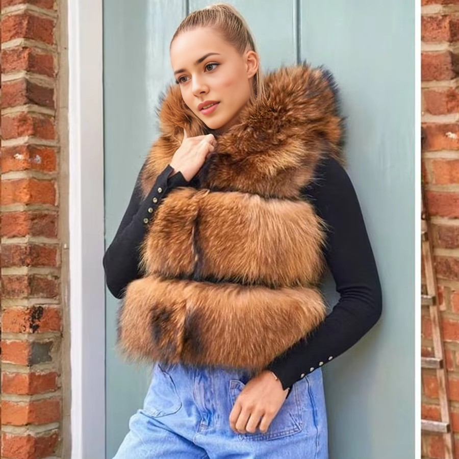 Real Raccoon Fur Vest Women Wa - Women'S Fashion Gilet reseña y precio