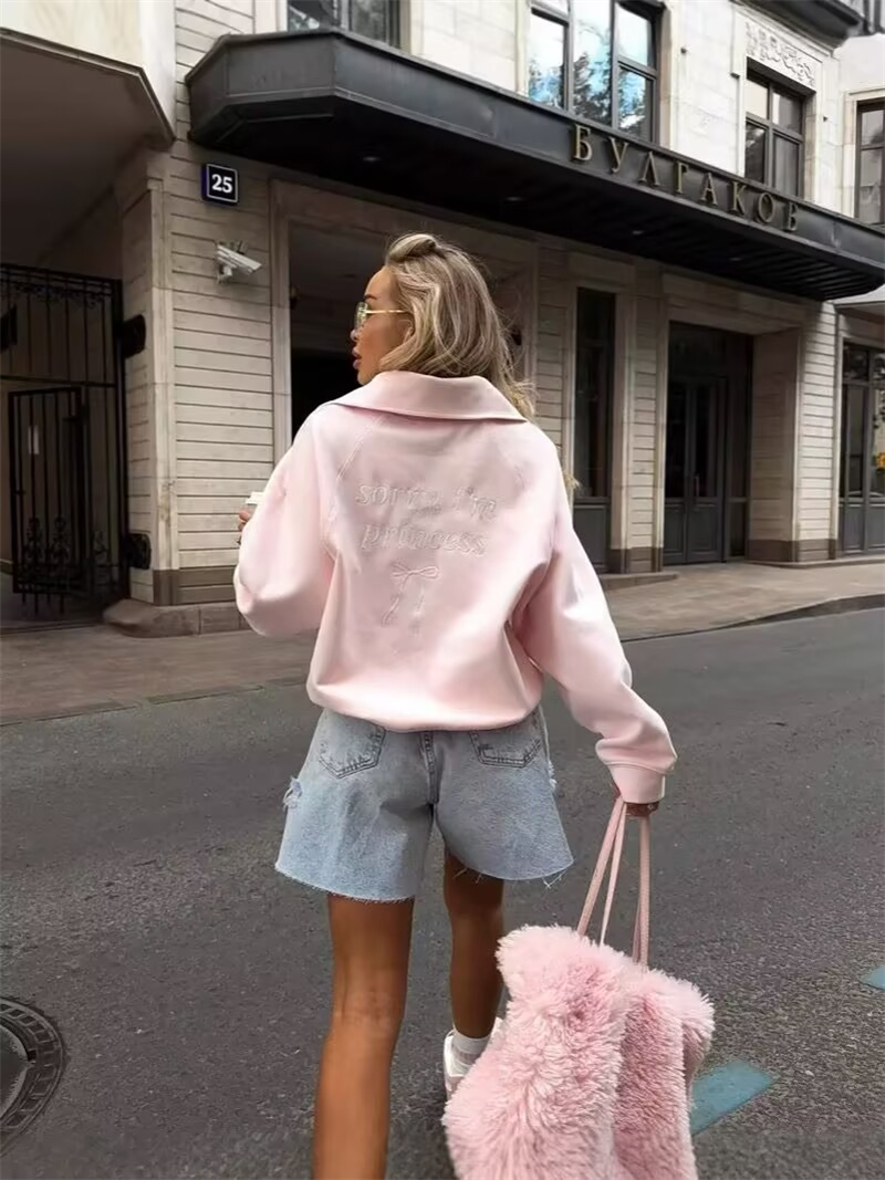 Fashion Women Pink Sweatshirt  - Women'S Fashion Zip Hoodie reseña y precio