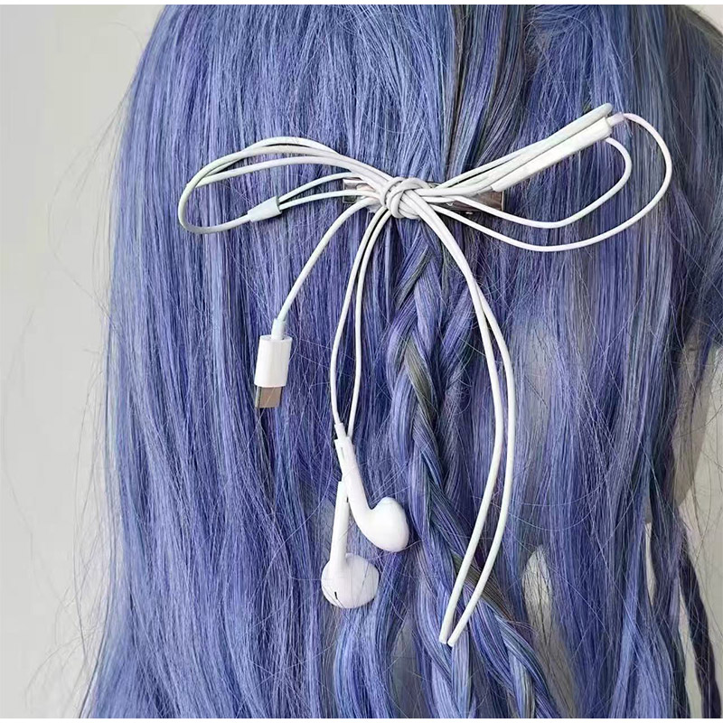 Headphone Wire Bow Hair Clip K - Women'S Y3K Fashion reseña y precio
