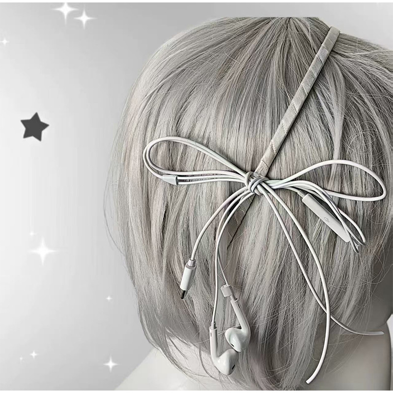 Headphone Wire Bow Hair Clip K - Women'S Y3K Fashion reseña y precio