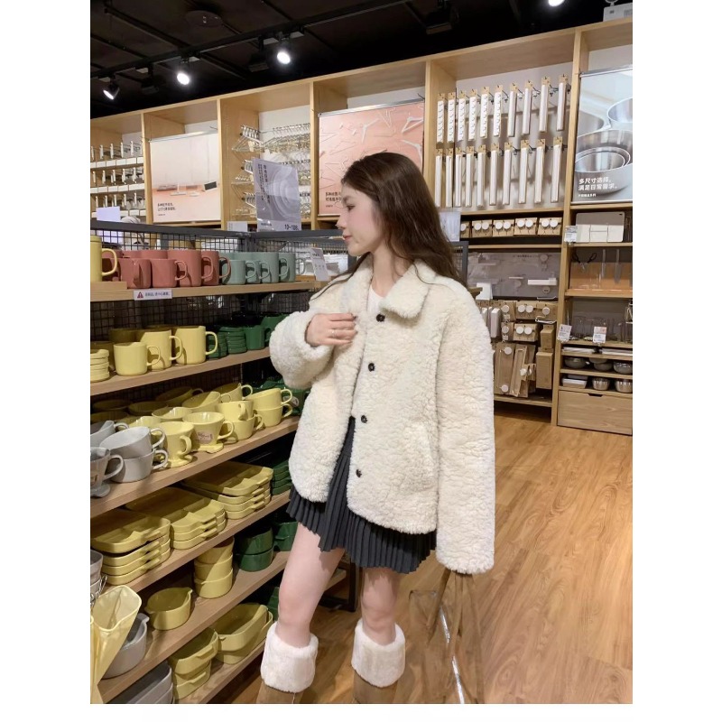 White Lambskin Coat for Women' - Women'S Fashion Petite reseña y precio